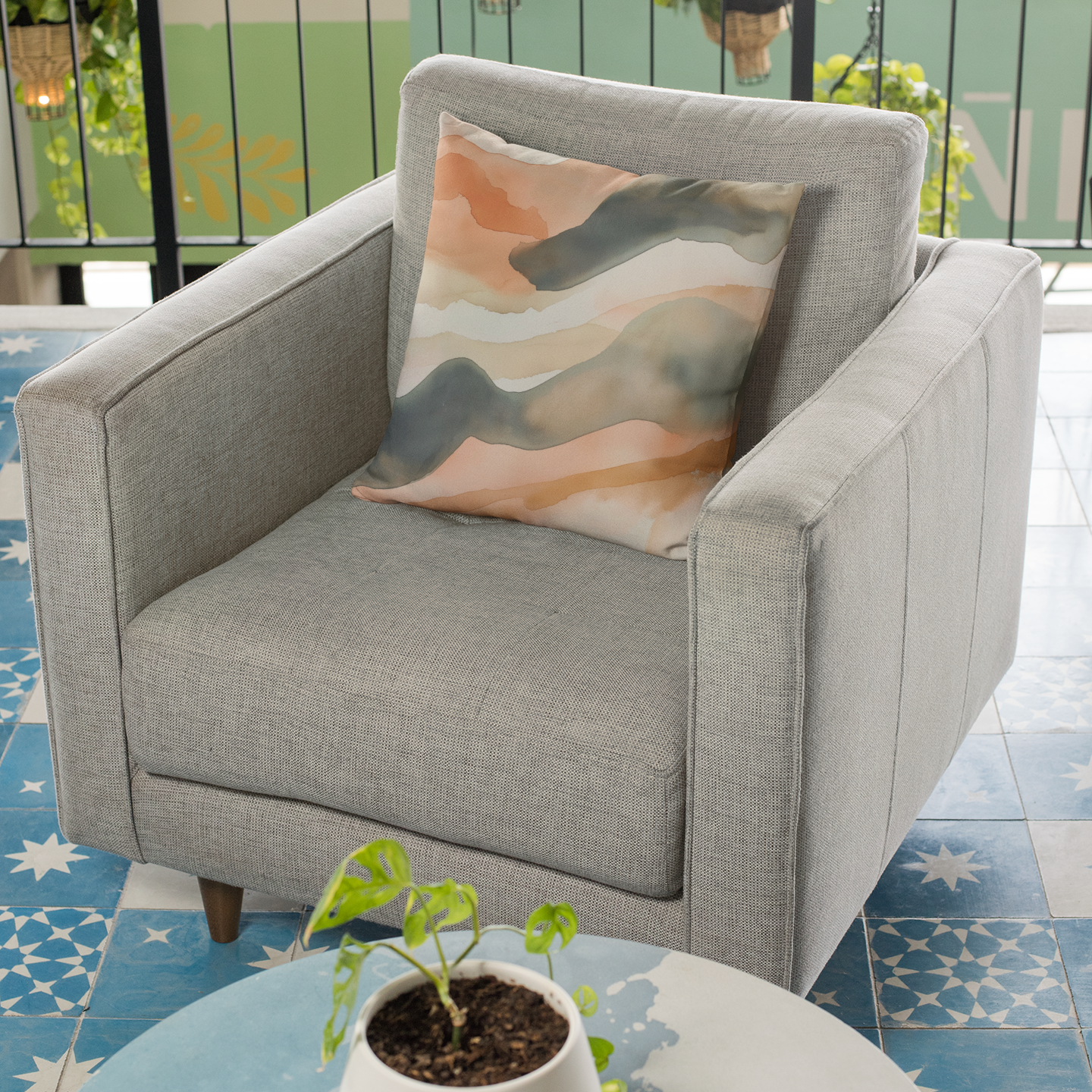 Bohemian Wave Throw Pillow – Modern Abstract Accent Cushion