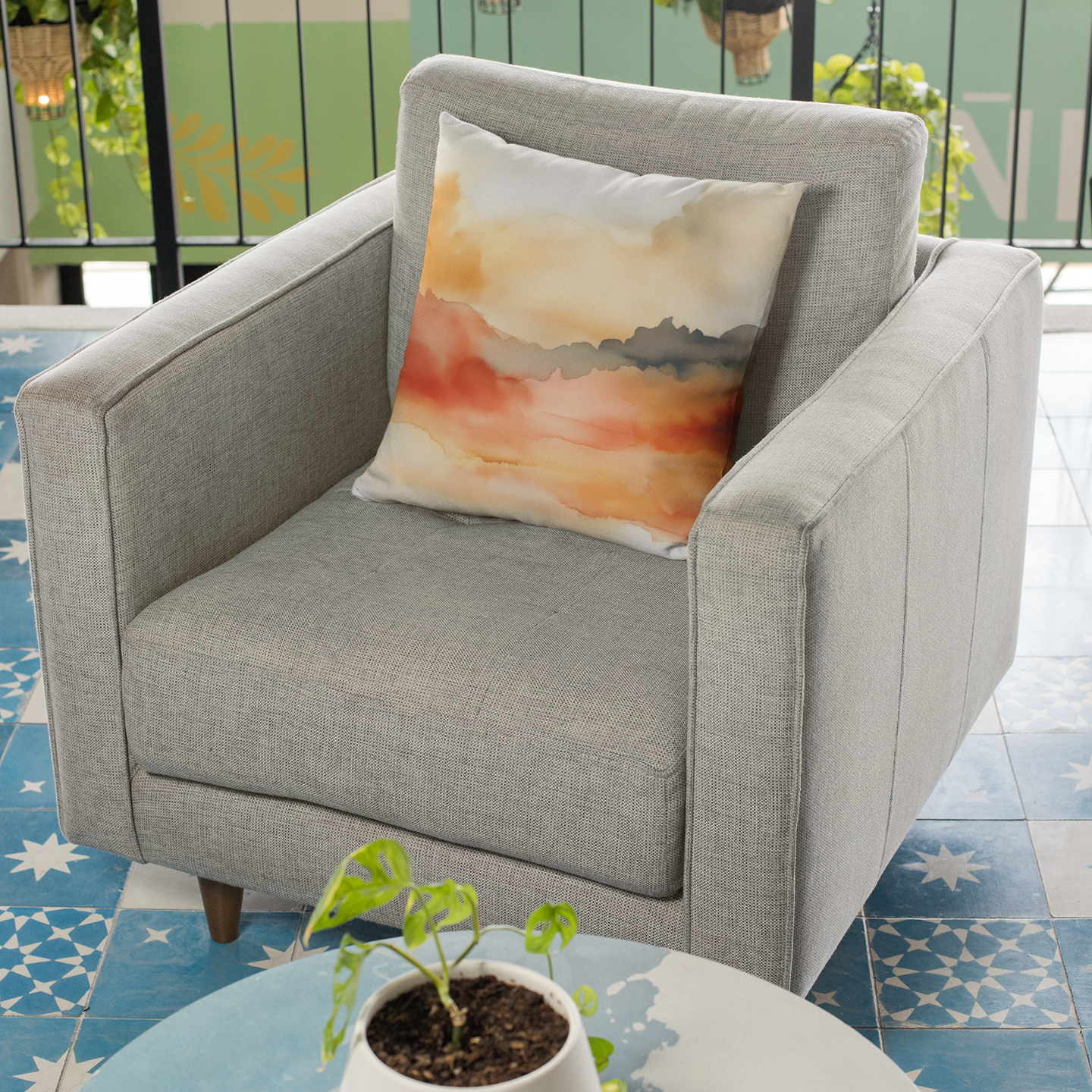 Abstract Watercolor Throw Pillow – Boho Accent Cushion for Home