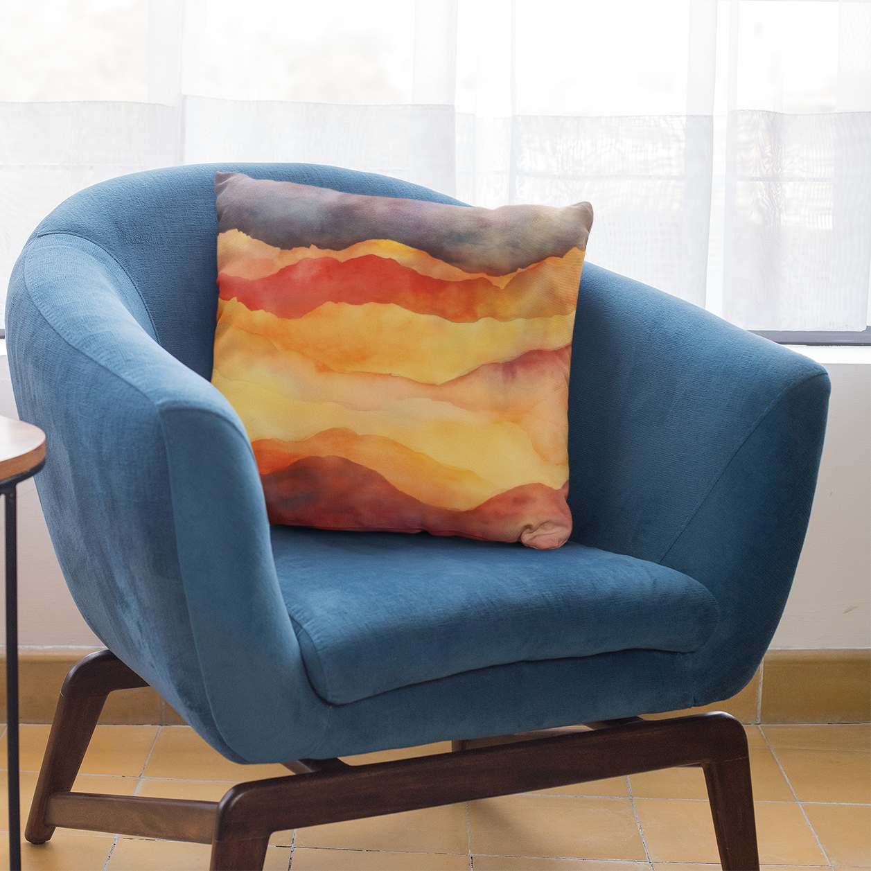 Bohemian Sunset Throw Pillow – Warm-Tone Square Accent Cushion