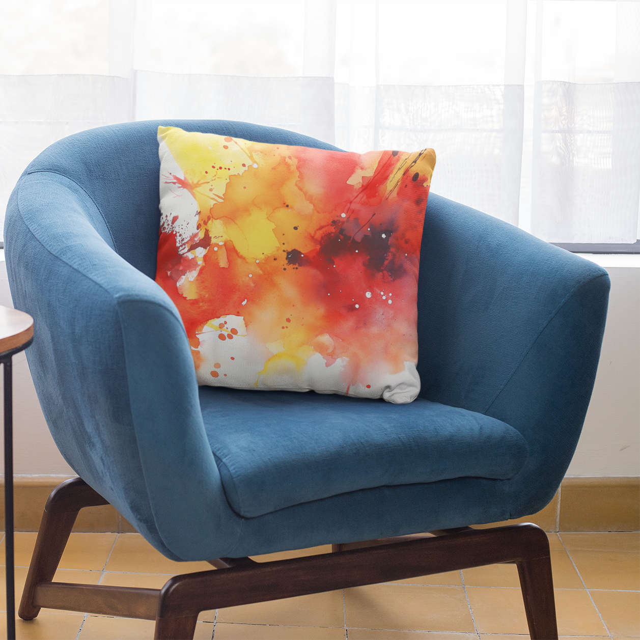Vibrant Abstract Art Throw Pillow – Bold Red & Orange Accent Cushion