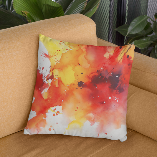 Vibrant Abstract Art Pillow, Orange Red Throw Cushion for Home Decor, Cozy Living Room Accent, Gift for Art Lovers, Unique Decorative Pillow