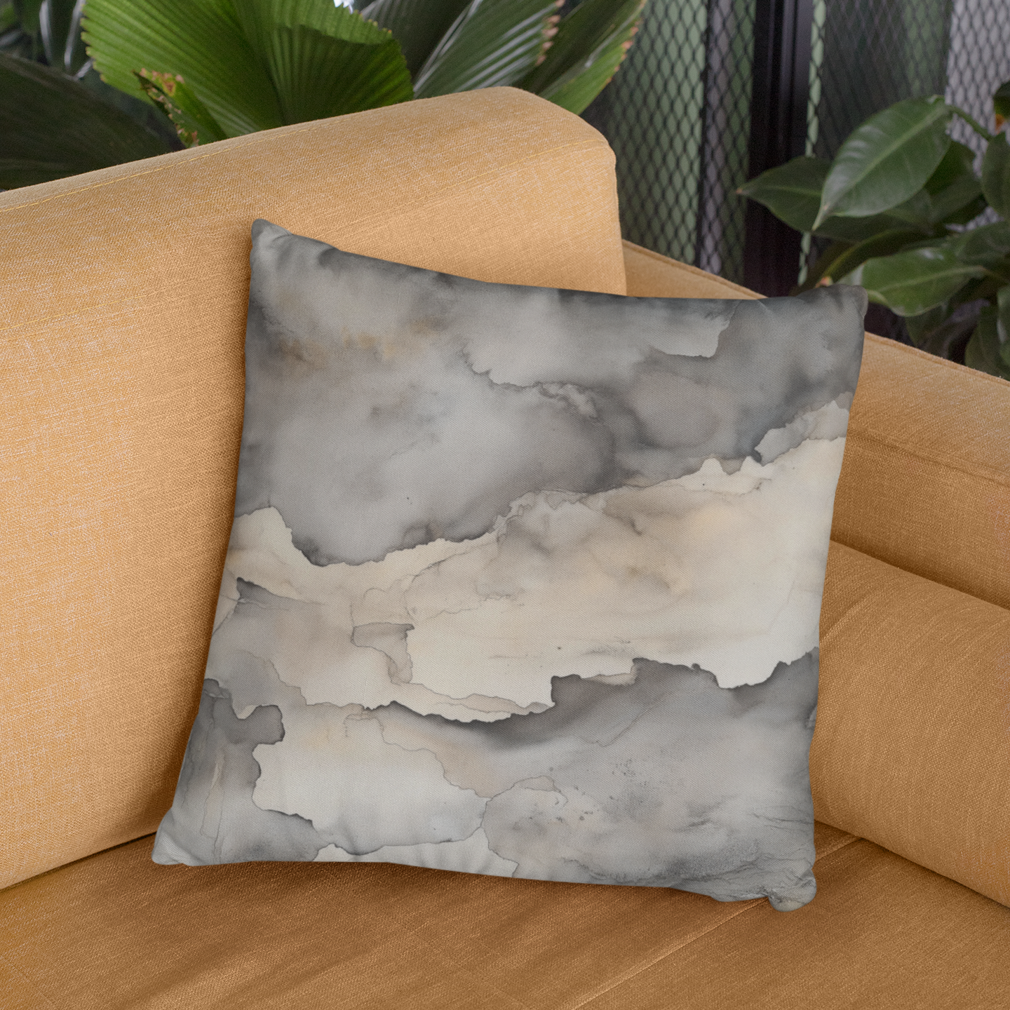Marble Print Throw Pillow – Modern Cushion for Sofa or Bedroom