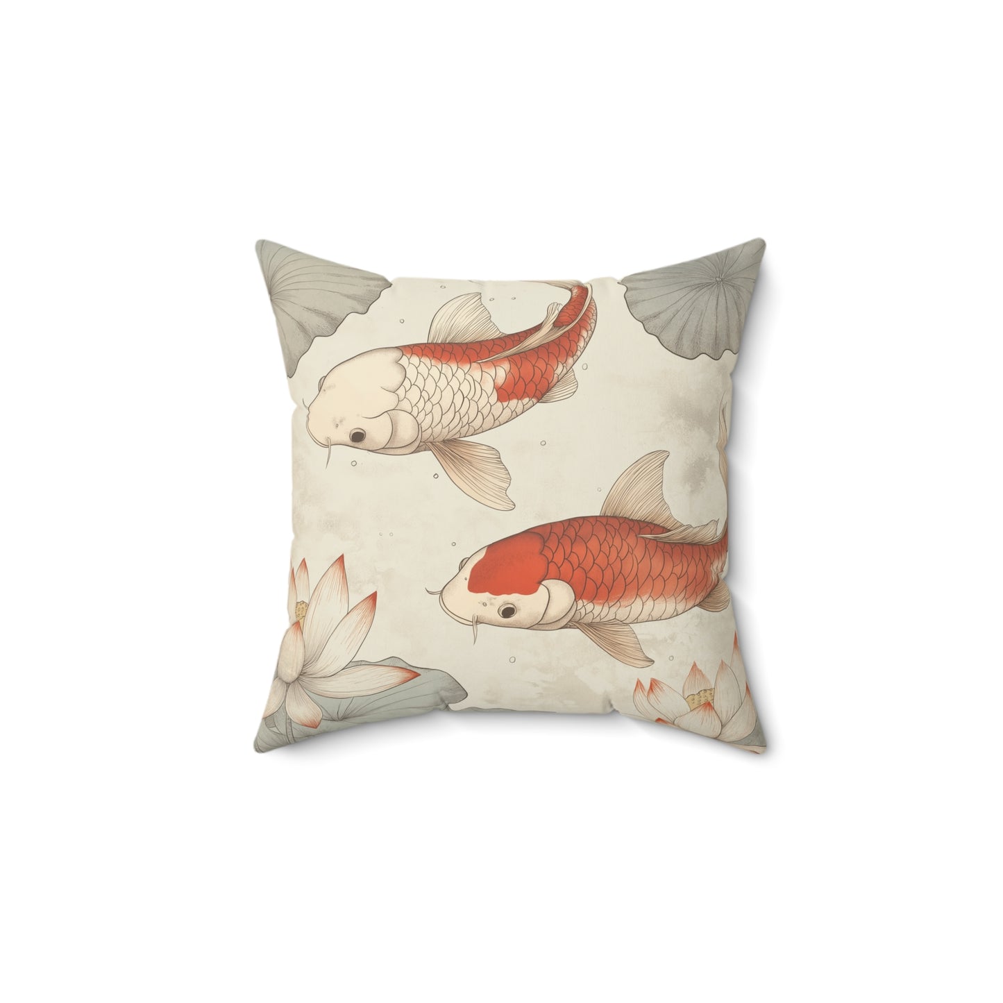 Koi Fish Throw Pillow – Japanese-Style Accent Cushion for Living Room