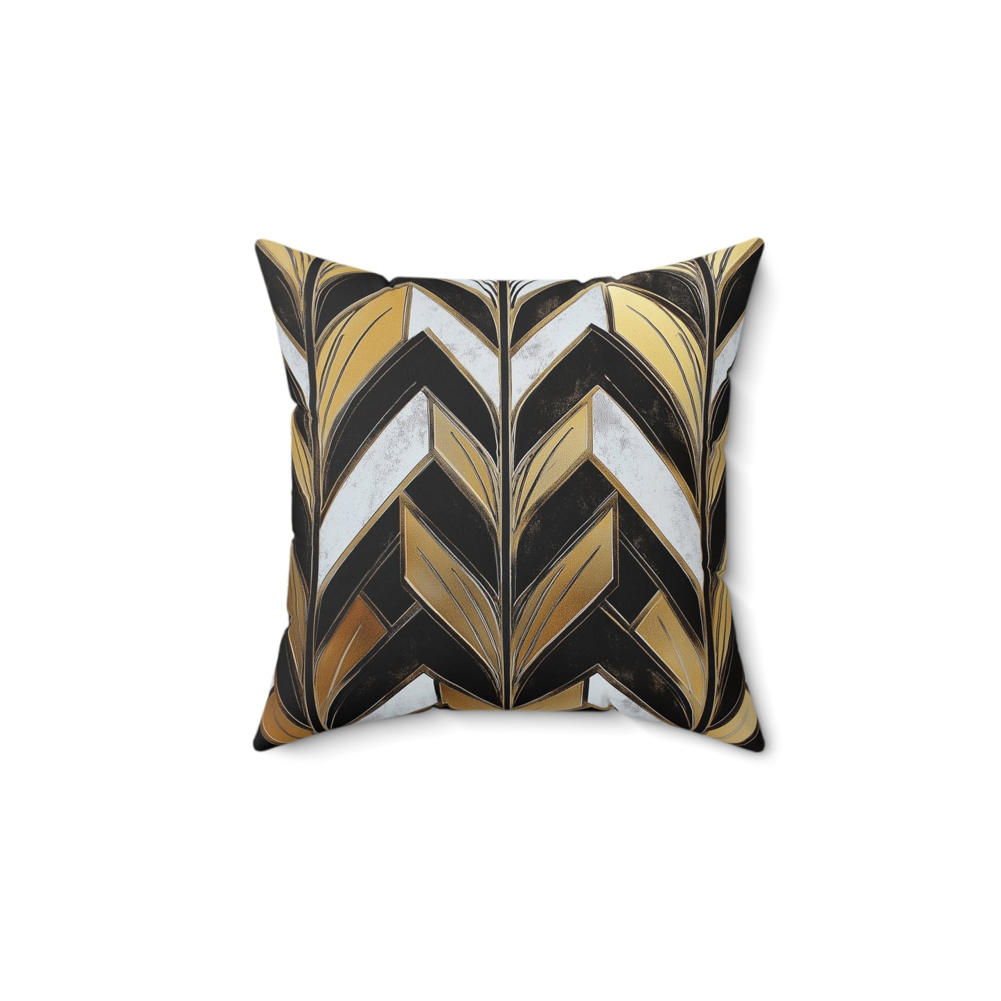Chic Geometric Throw Pillow – Modern Accent Cushion with Gold & Black Pattern