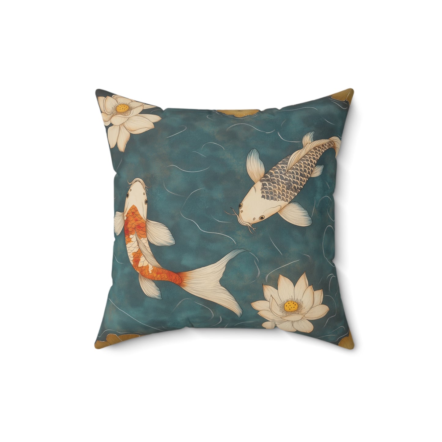 Zen Koi Fish Throw Pillow – Tranquil Garden-Inspired Accent Cushion