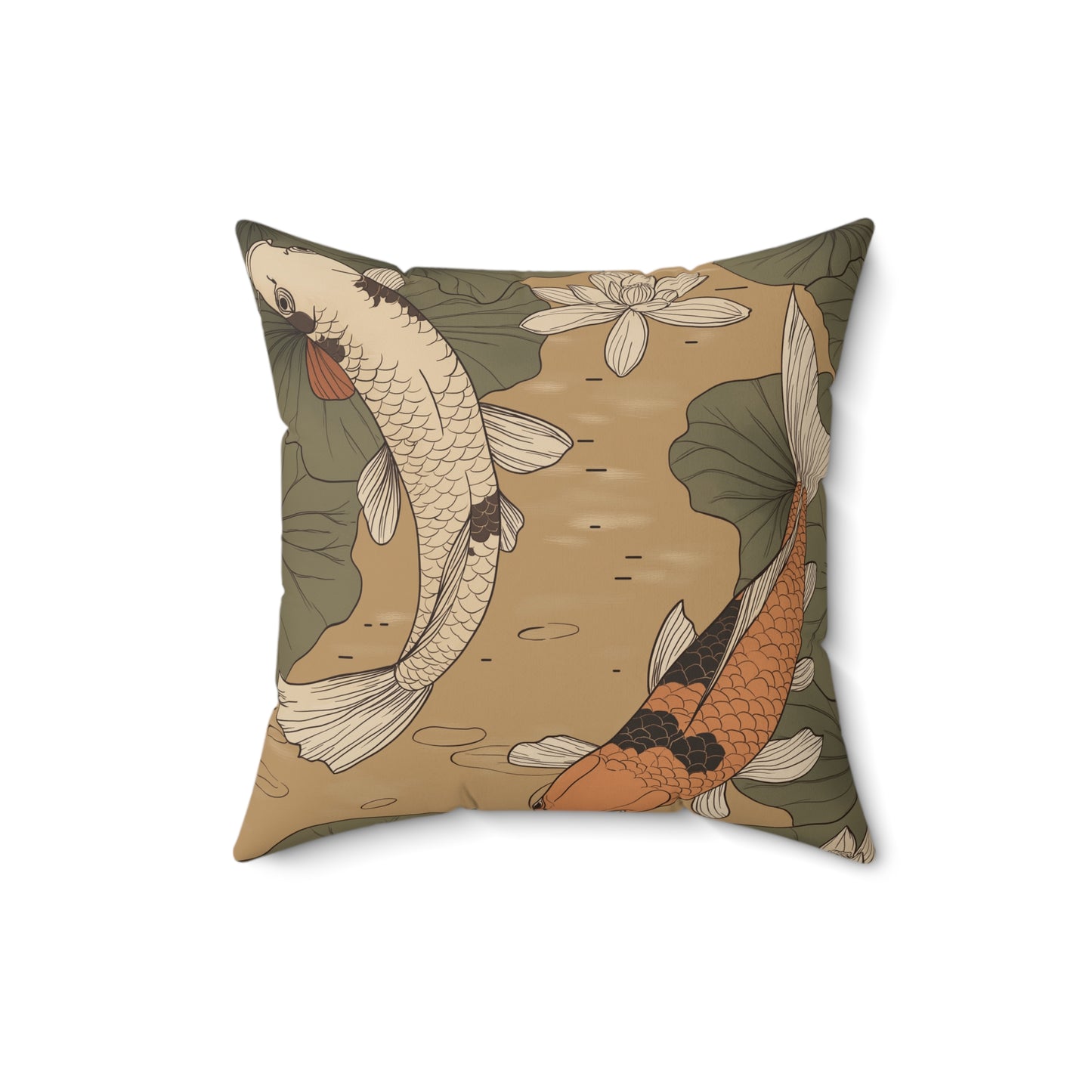 Zen Koi Fish Throw Pillow – Japanese Carp & Pond Inspired Cushion