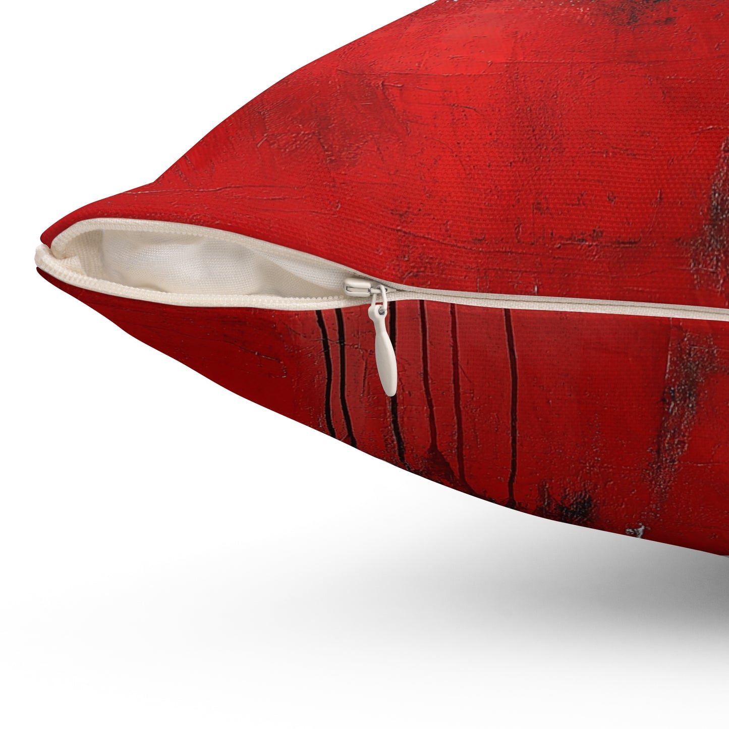 Modern Abstract Throw Pillow – Bold Red & Black Art-Inspired Cushion