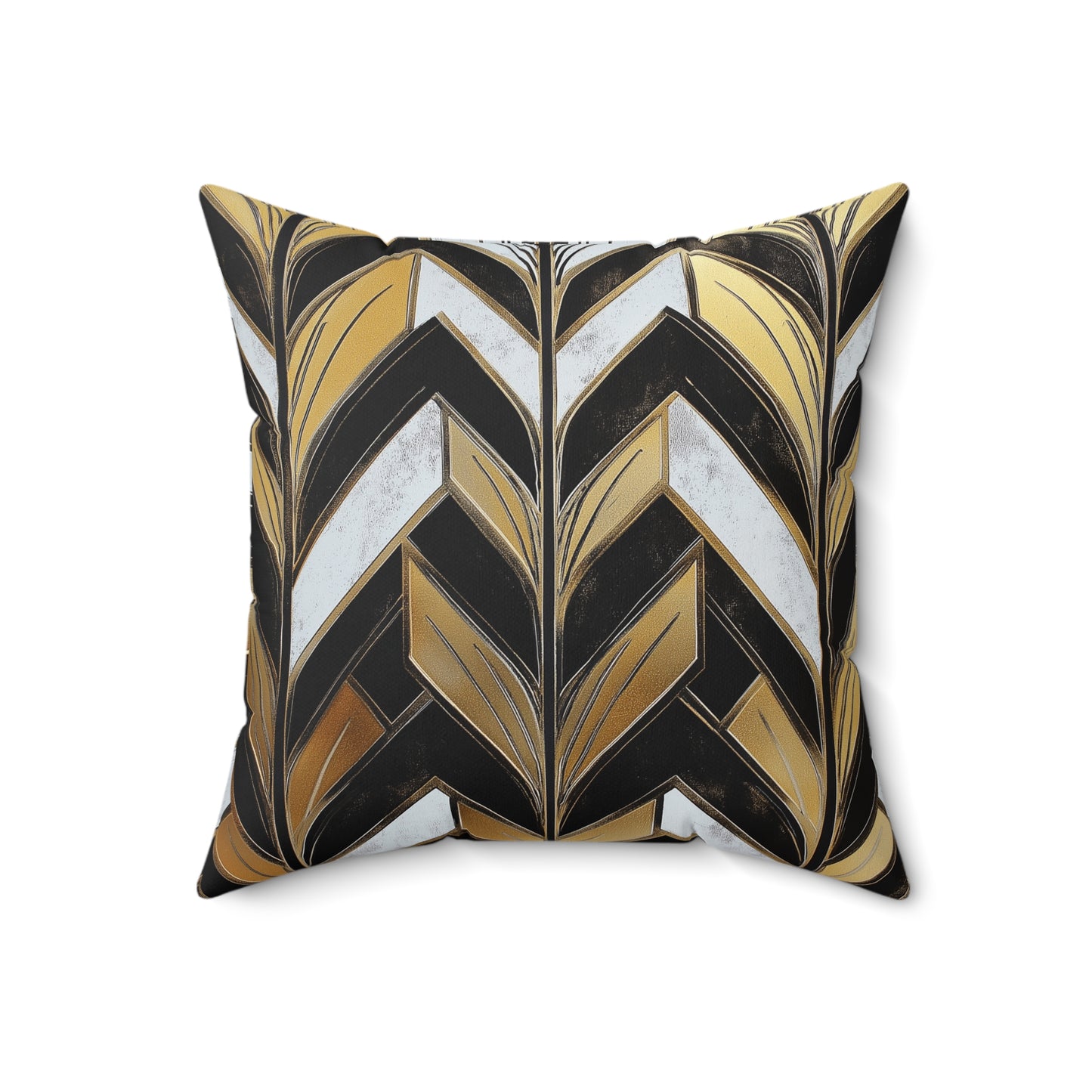 Chic Geometric Throw Pillow – Modern Accent Cushion with Gold & Black Pattern