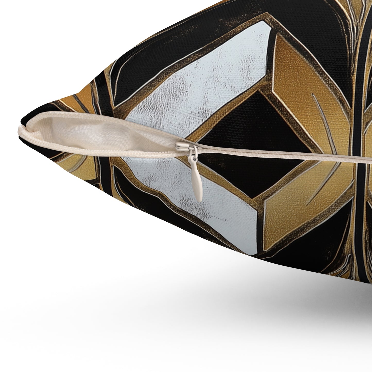 Chic Geometric Throw Pillow – Modern Accent Cushion with Gold & Black Pattern