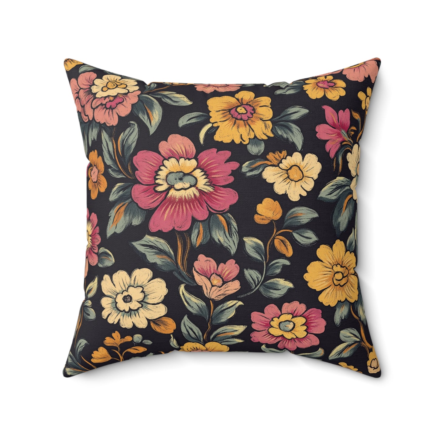 Vintage Floral Throw Pillow – Cozy Accent Cushion with Classic Garden Motif