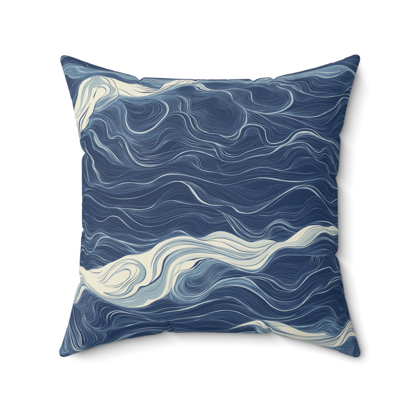 Ocean Wave Decorative Throw Pillow – Coastal Nautical Accent Cushion