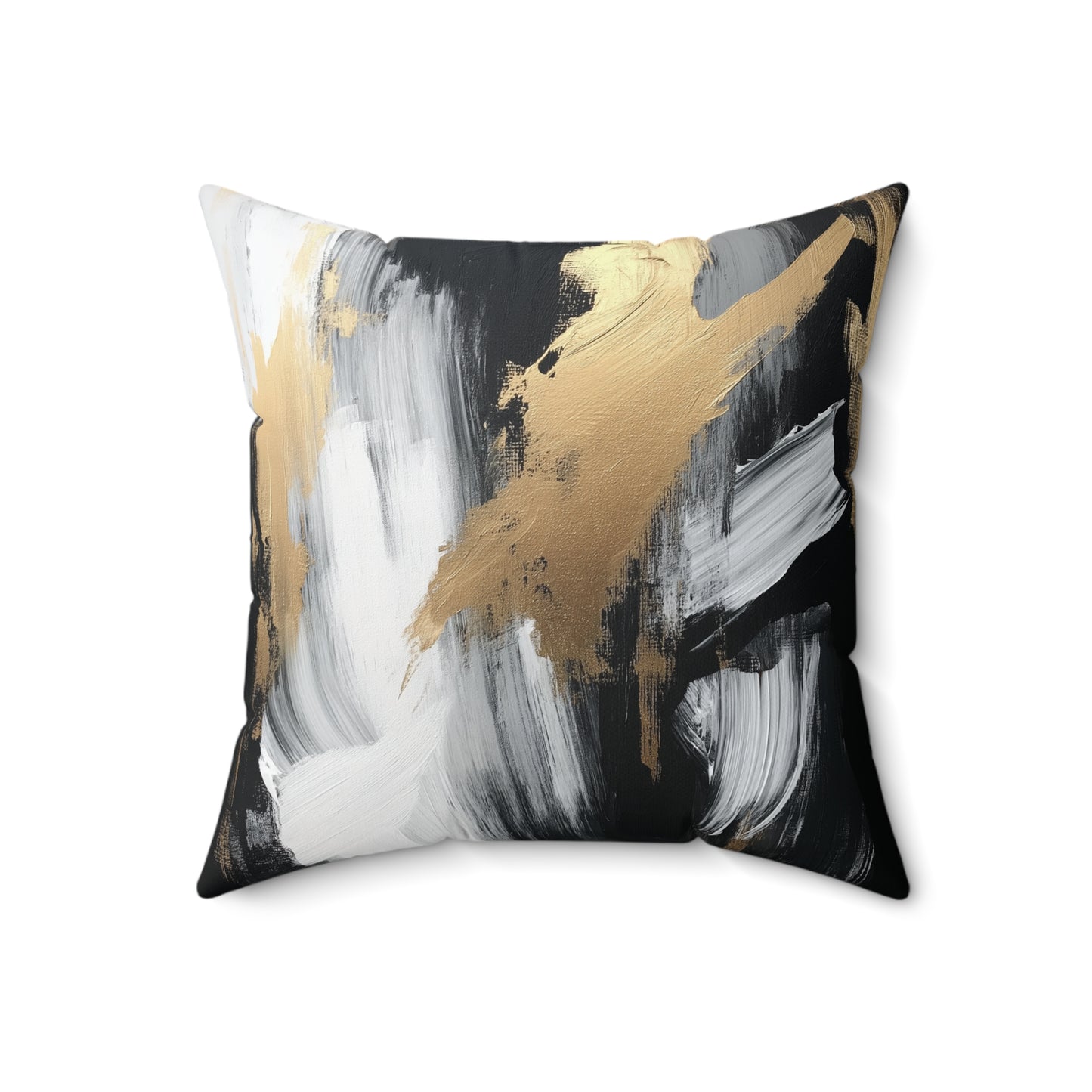 Chic Abstract Throw Pillow – Black, White & Gold Modern Accent Cushion
