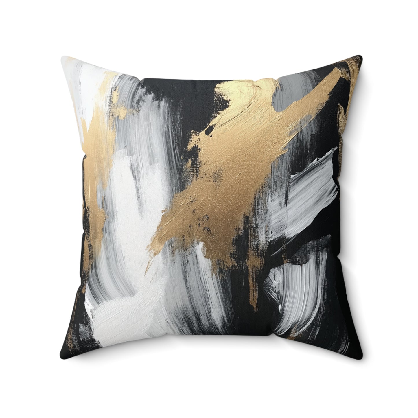 Chic Abstract Throw Pillow – Black, White & Gold Modern Accent Cushion