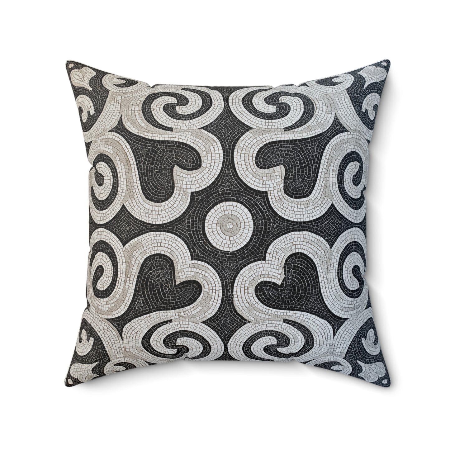 Elegant Heart Pattern Throw Pillow – Black & White Accent Cushion