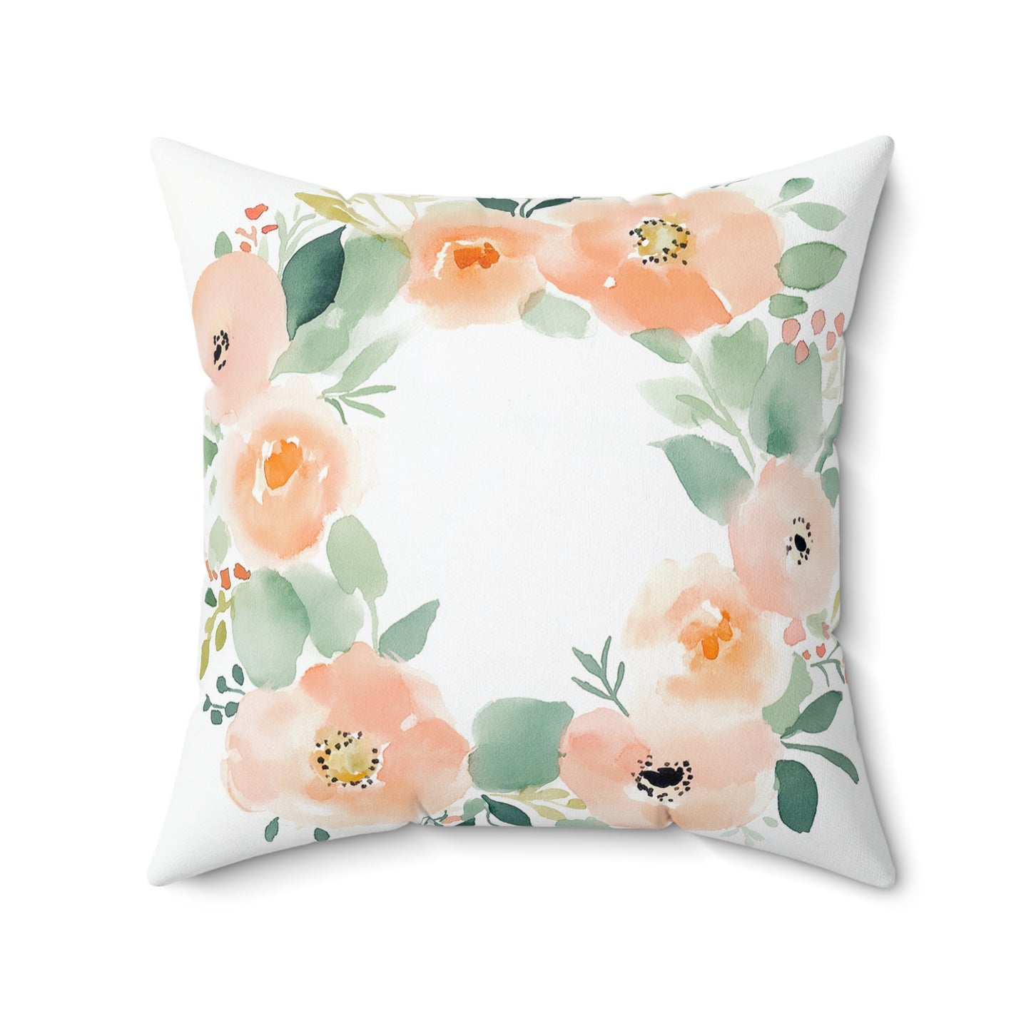 Floral Decorative Throw Pillow – Nature-Inspired Square Accent Cushion