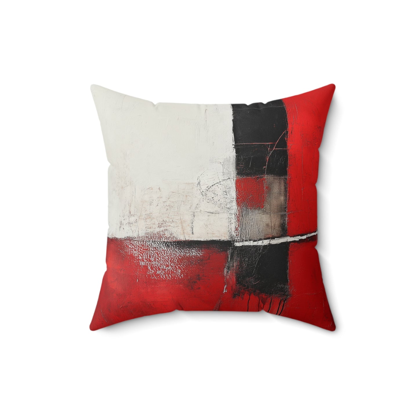 Modern Abstract Throw Pillow – Bold Red & Black Art-Inspired Cushion