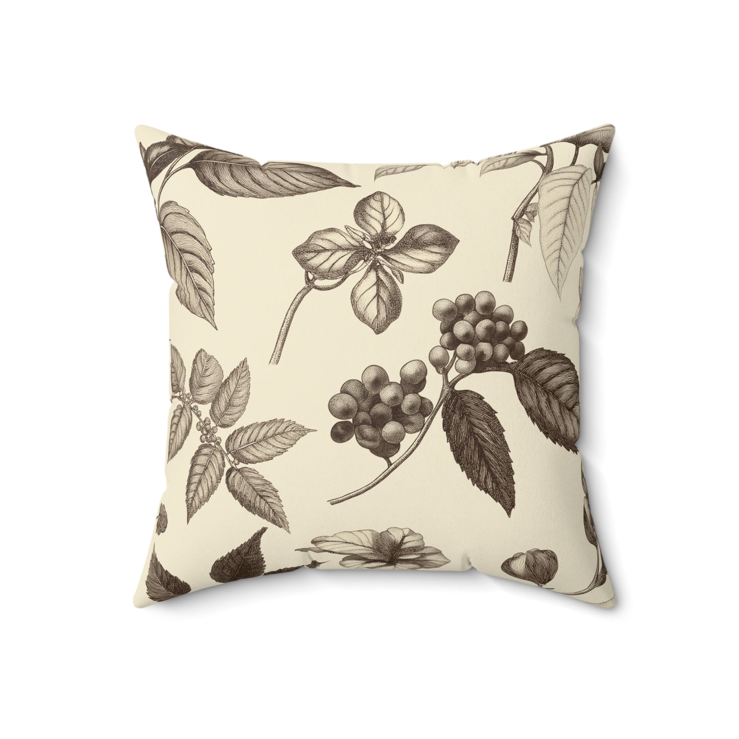 Botanical Print Square Throw Pillow – Nature-Inspired Accent Cushion