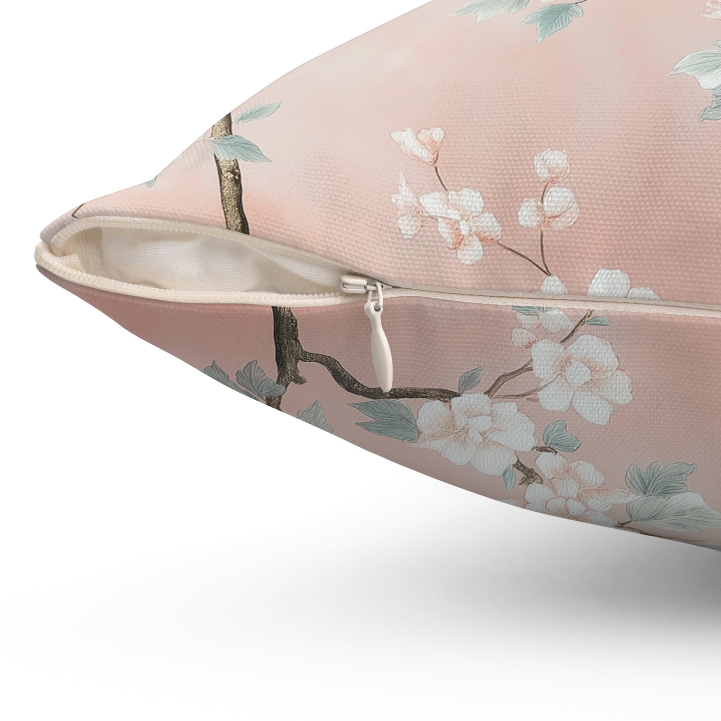 Bird & Blossom Throw Pillow – Nature-Inspired Accent Cushion