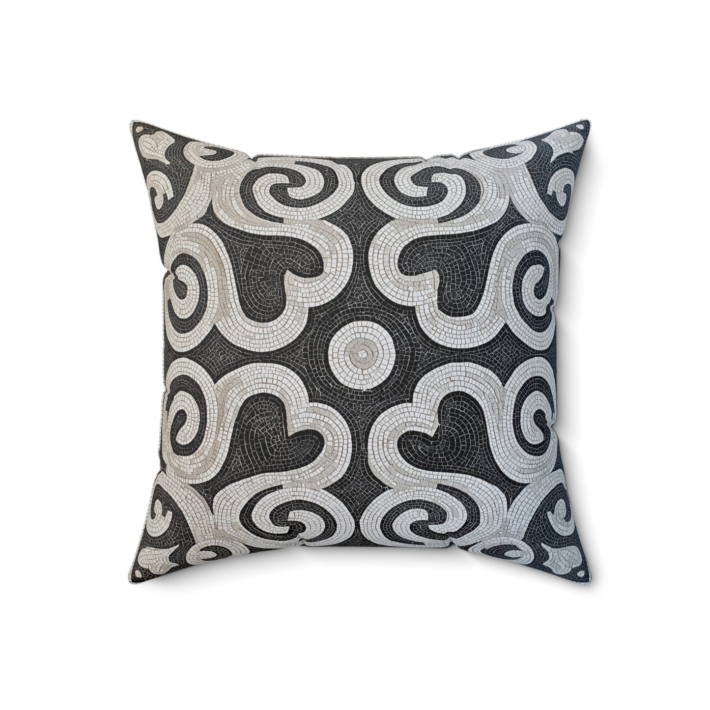 Elegant Heart Pattern Throw Pillow – Black & White Accent Cushion