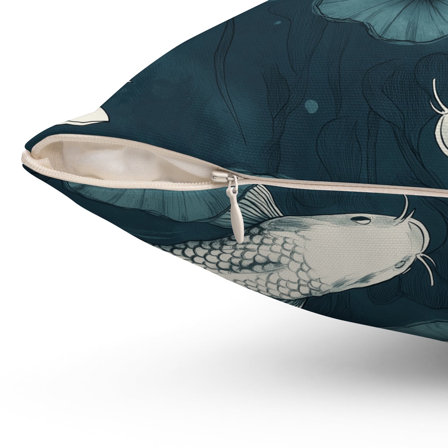 Floral Koi Throw Pillow – Elegant Home Accent Cushion