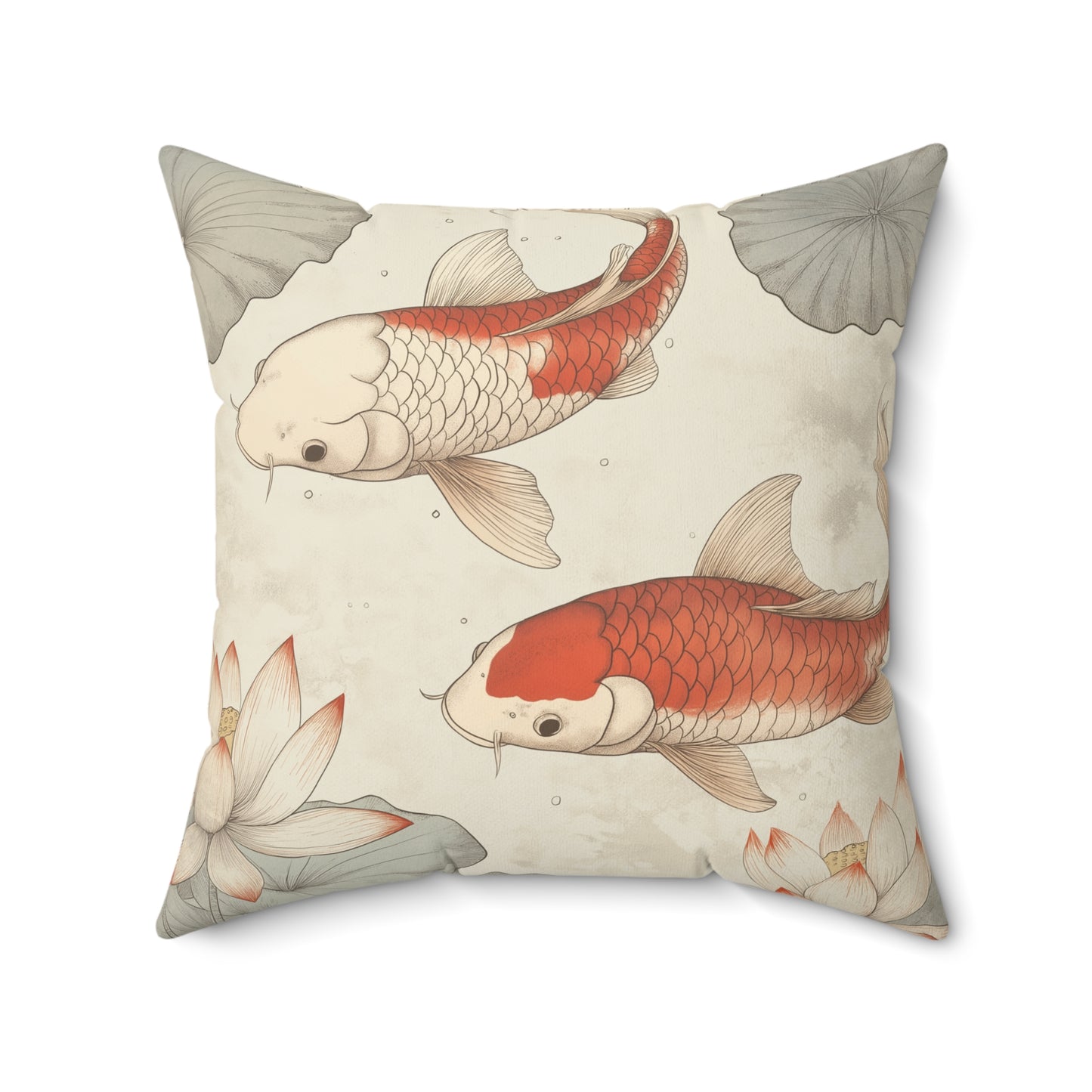 Koi Fish Throw Pillow – Japanese-Style Accent Cushion for Living Room
