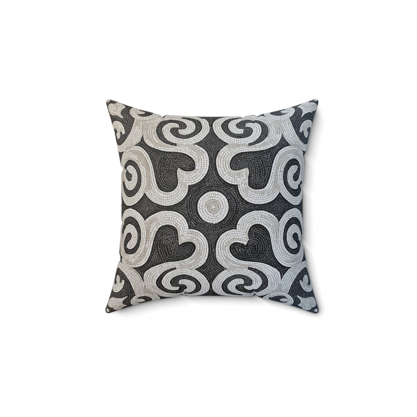 Elegant Heart Pattern Throw Pillow – Black & White Accent Cushion