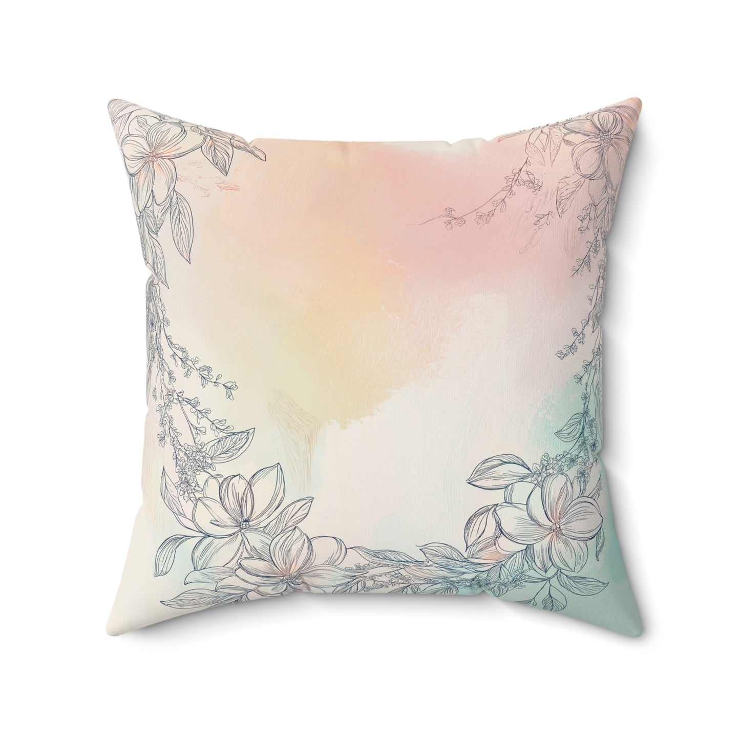 Floral Watercolor Throw Pillow – Boho Accent Cushion