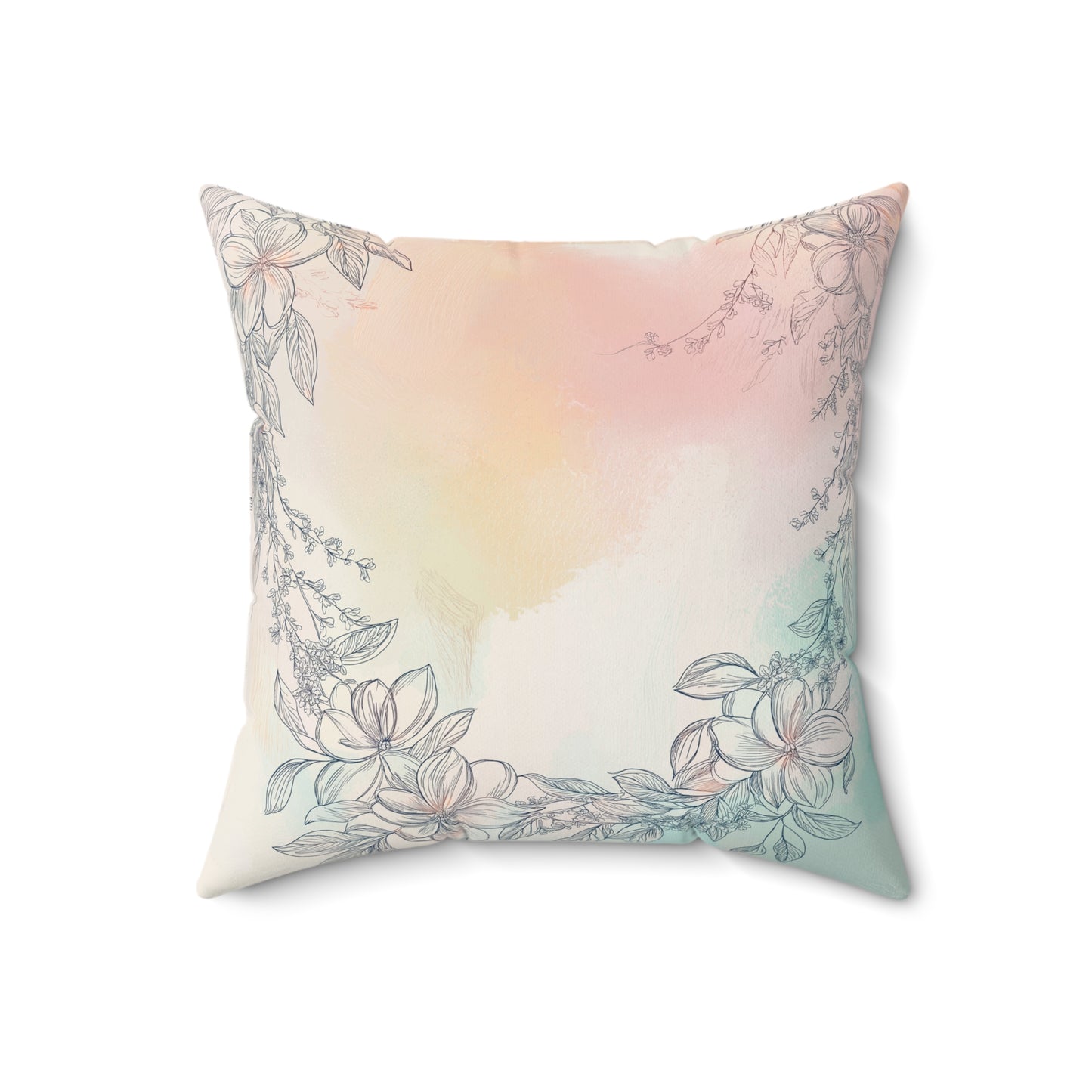 Floral Watercolor Throw Pillow – Boho Accent Cushion