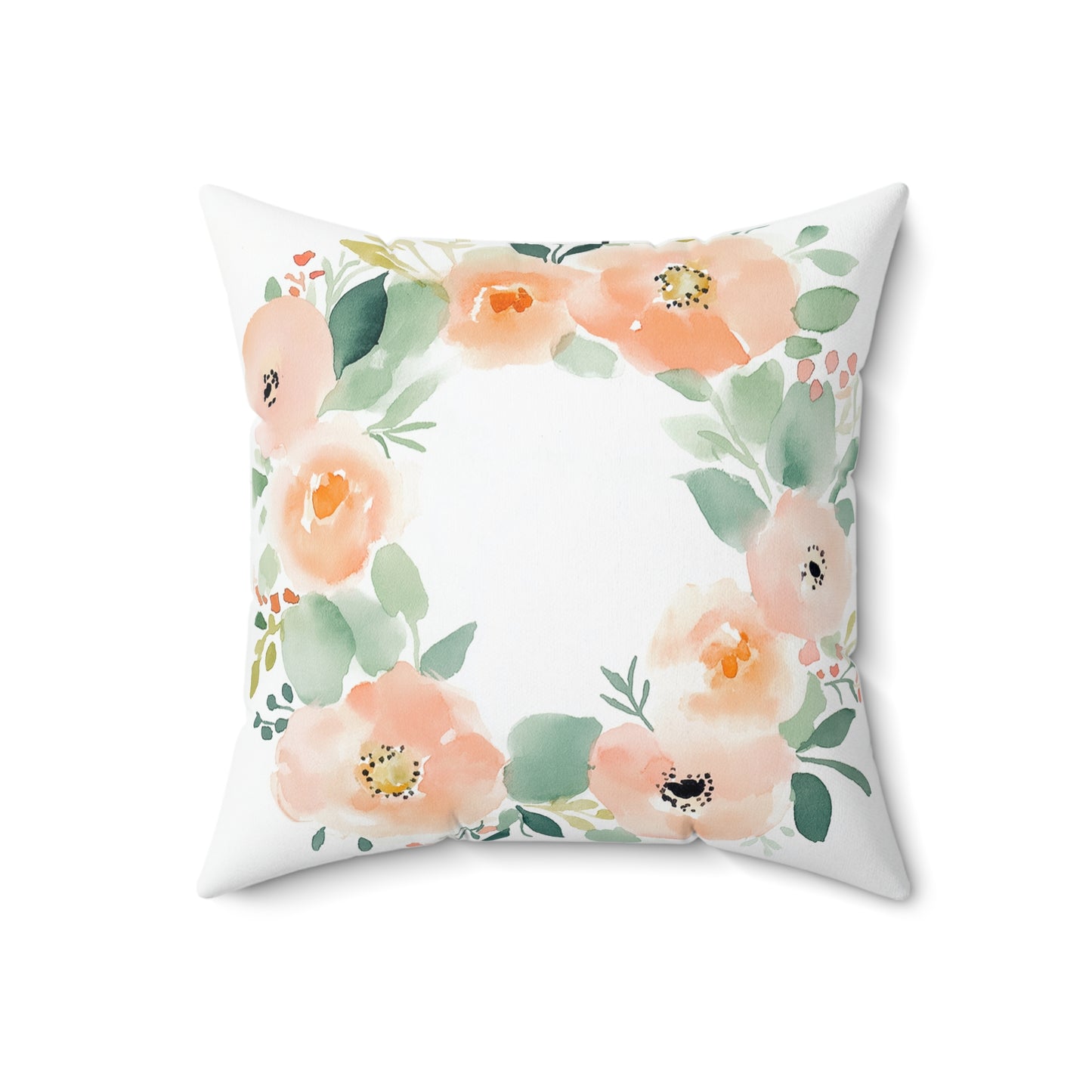 Floral Decorative Throw Pillow – Nature-Inspired Square Accent Cushion