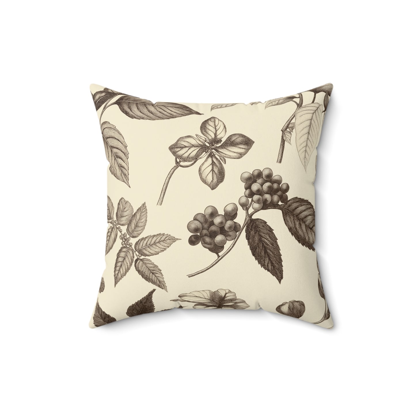 Botanical Print Square Throw Pillow – Nature-Inspired Accent Cushion