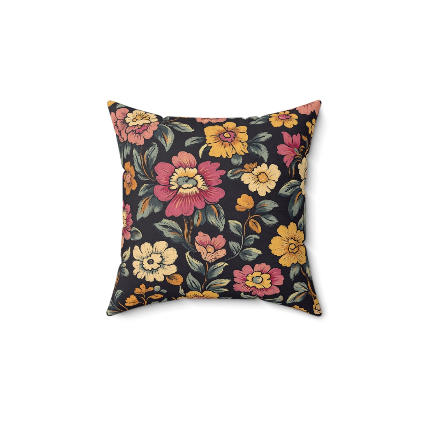 Vintage Floral Throw Pillow – Cozy Accent Cushion with Classic Garden Motif