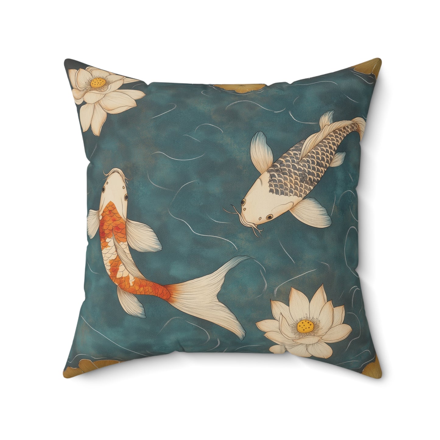 Zen Koi Fish Throw Pillow – Tranquil Garden-Inspired Accent Cushion