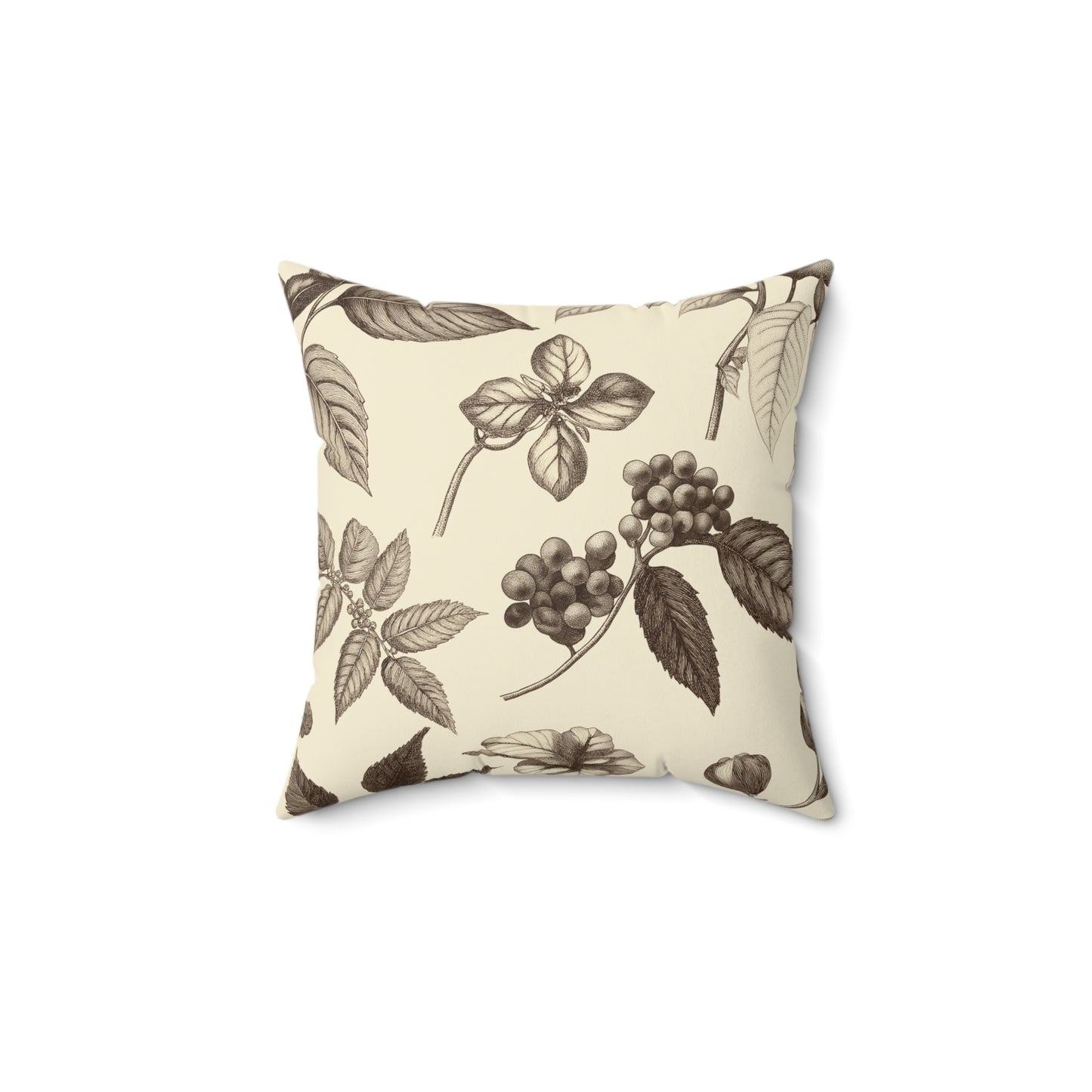 Botanical Print Square Throw Pillow – Nature-Inspired Accent Cushion