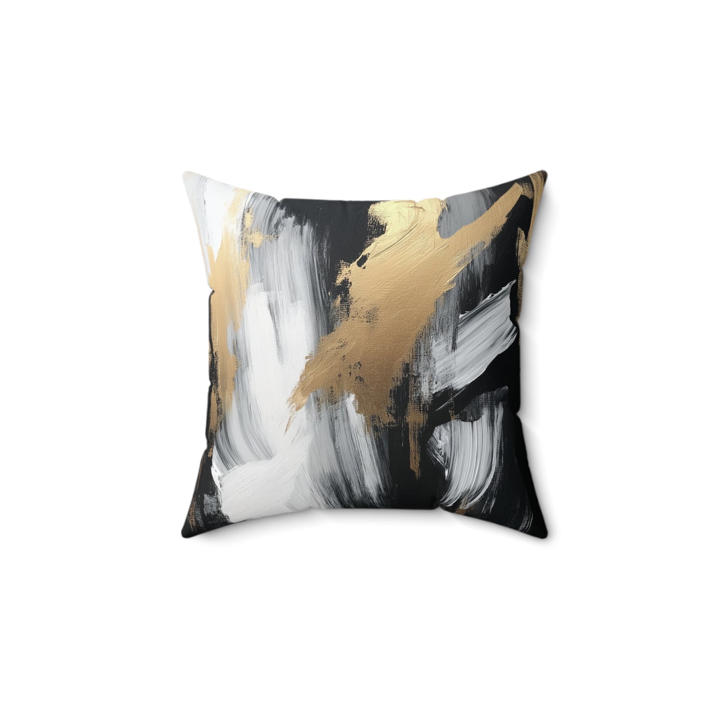 Chic Abstract Throw Pillow – Black, White & Gold Modern Accent Cushion