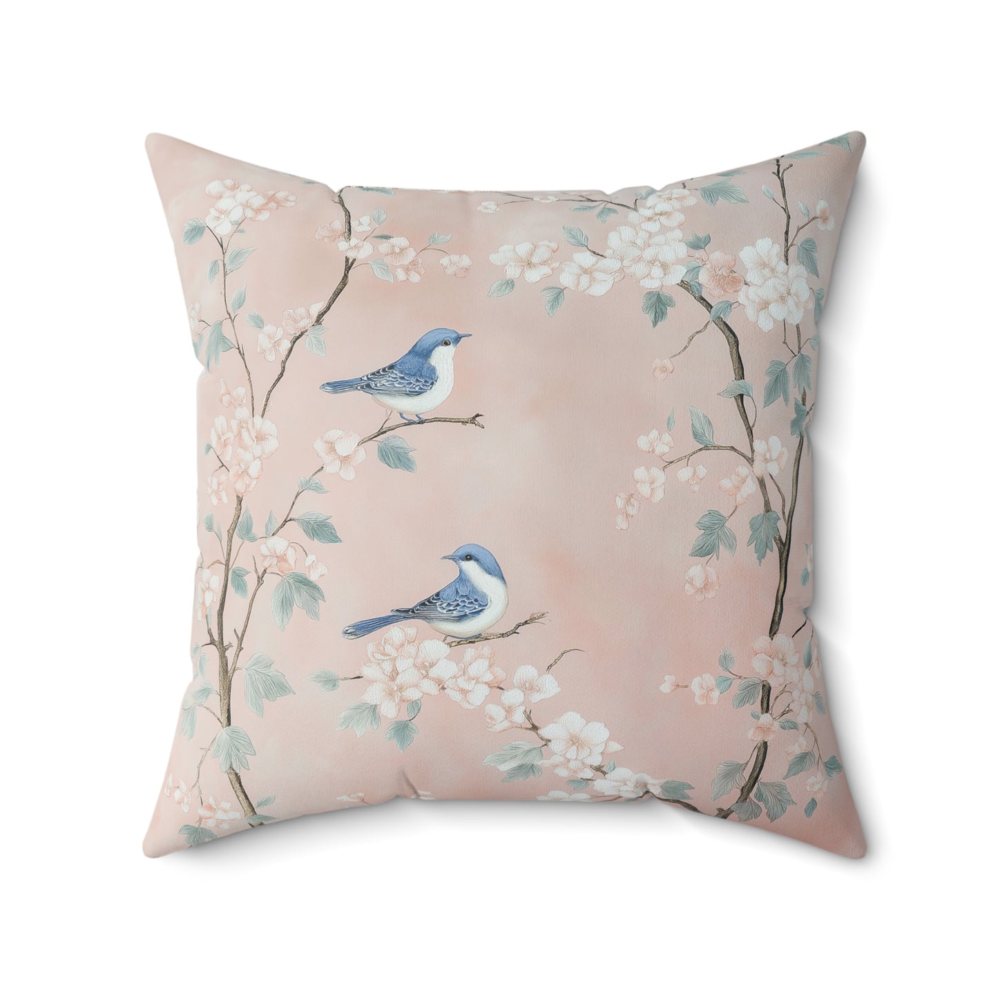 Bird & Blossom Throw Pillow – Nature-Inspired Accent Cushion